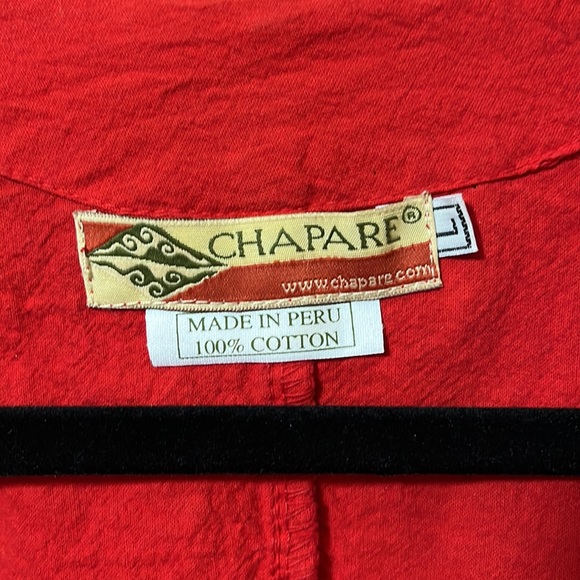 Chapare Red Embroidered 100% Cotton Blouse Made in Peru Size Large B0 - Picture 2 of 6